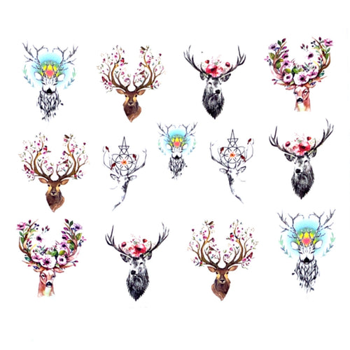 Floral Stags - Water Decals for Nails - The Unicorn's DenWater Decals