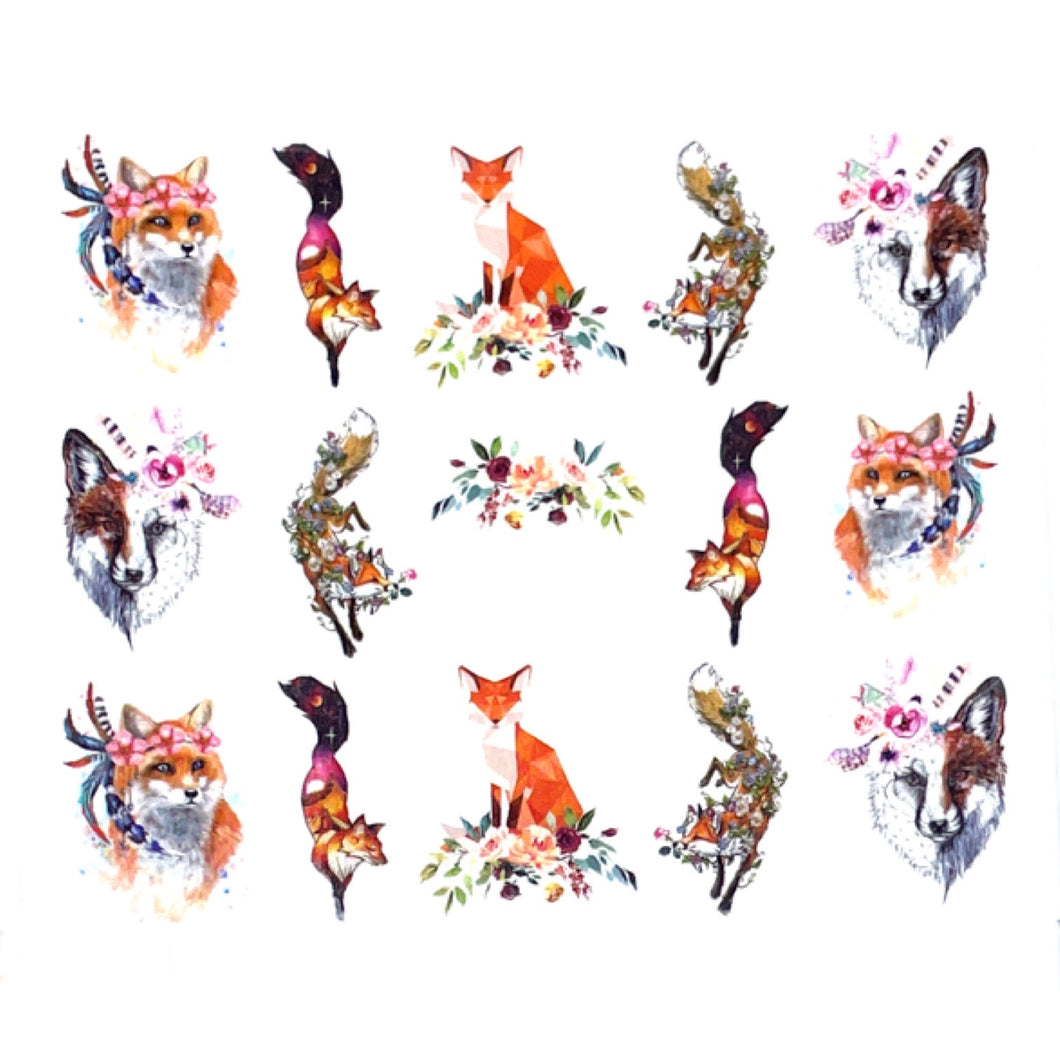 Floral Foxes - Water Decals for Nails - The Unicorn's DenWater Decals