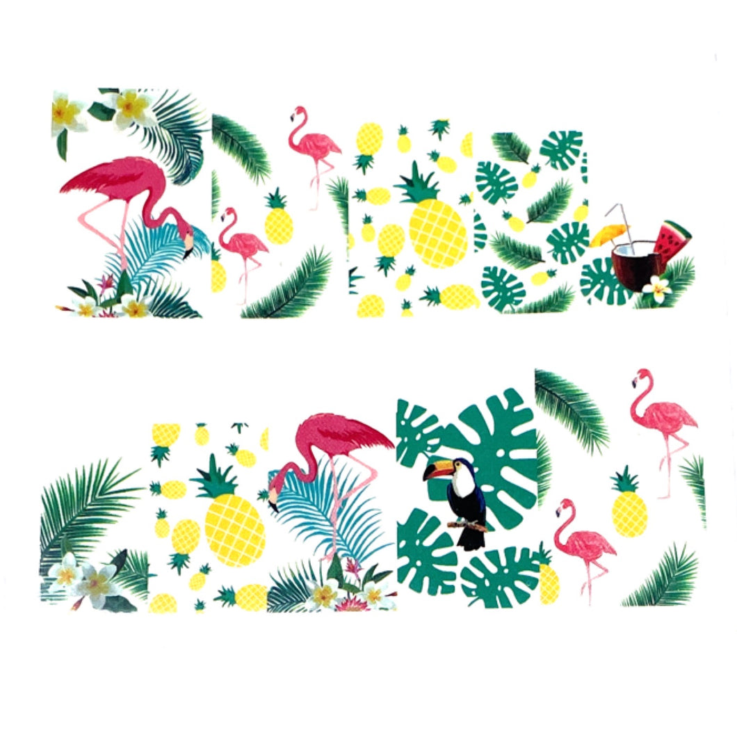 Pineapples and Flamingos - Water Decals for Nails - The Unicorn's DenWater Decals