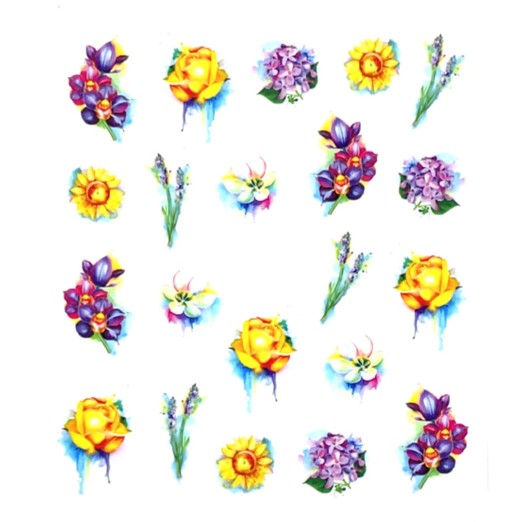 Yellow Roses and Sunflowers - Water Decals for Nails - The Unicorn's DenWater Decals
