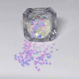 Iridescent White Stars - The Unicorn's DenNail Art