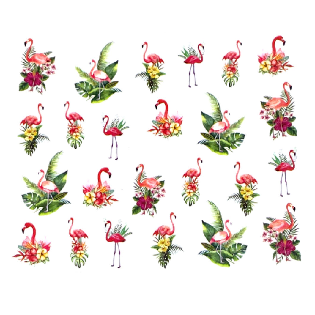 Tropical Flamingos - Water Decals for Nails - The Unicorn's DenWater Decals