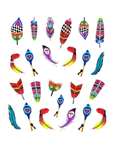 Bright Feathers - Water Decals for Nails - The Unicorn's DenWater Decals