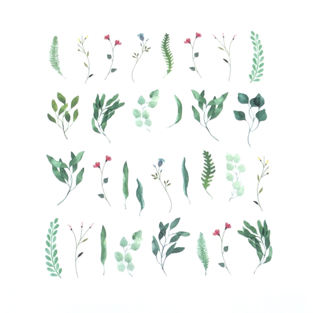 Green Foliage - Water Decals for Nails - The Unicorn's DenWater Decals