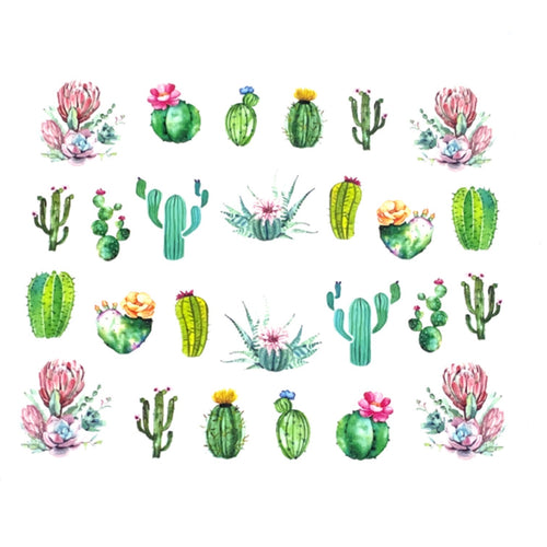 Flowering Cactus - Water Decals for Nails - The Unicorn's DenWater Decals