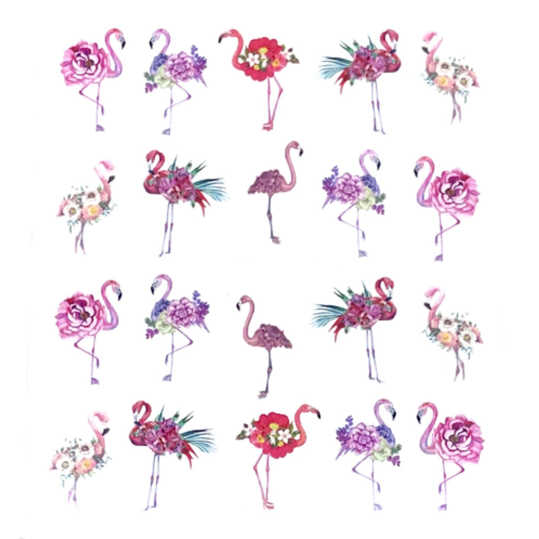 Floral Flamingos - Water Decals for Nails - The Unicorn's DenWater Decals